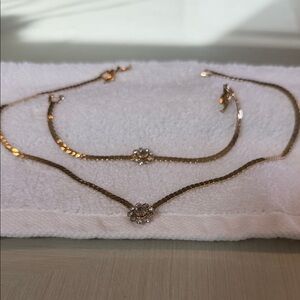 Gold Bracelet  and necklace with Crystal Flower Design